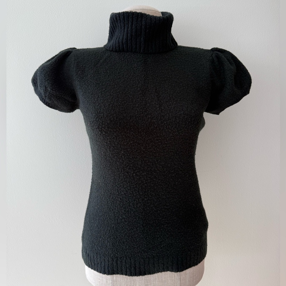 Love Rocks Black Puff Sleeve Turtleneck Sweater